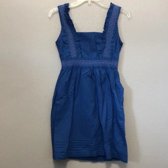 Maeve dress Women's size Small S blue sundress Made in India EUC lace pleat EUC - Picture 9 of 12